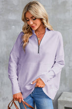 Load image into Gallery viewer, Oversized Quarter-Zip Pullover Sweatshirt