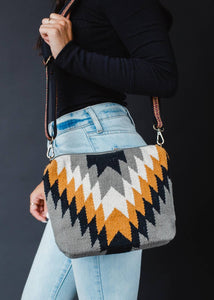 Gray, Black, Mustard & Cream Aztec Crossbody