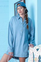 Load image into Gallery viewer, DENIM DROP SHOULDER MINI SHIRT DRESS