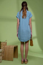 Load image into Gallery viewer, STRIPED COLLARED BUTTON DOWN MIDI DRESS