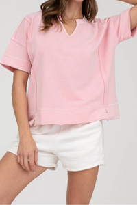 Split Neck Short Sleeve top