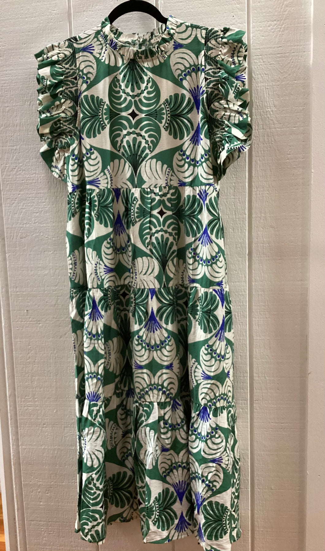Tiered Geo Floral Midi Dress