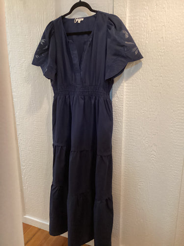Embroidery Cut-out Sleeves Tiered Maxi Dress