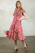 Load image into Gallery viewer, THML Flutter Sleeve Tiered Print Dress