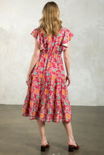 Load image into Gallery viewer, THML Flutter Sleeve Tiered Print Dress