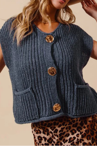 Metal Button Sweater Top