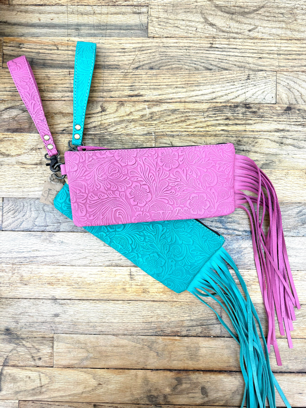 Leather Wristlet with Fringe