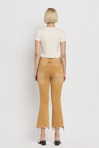 Army Khaki High Rise Crop Flare Jeans