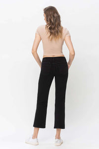 Victoria - Black High Rise Ankle Straight Jeans