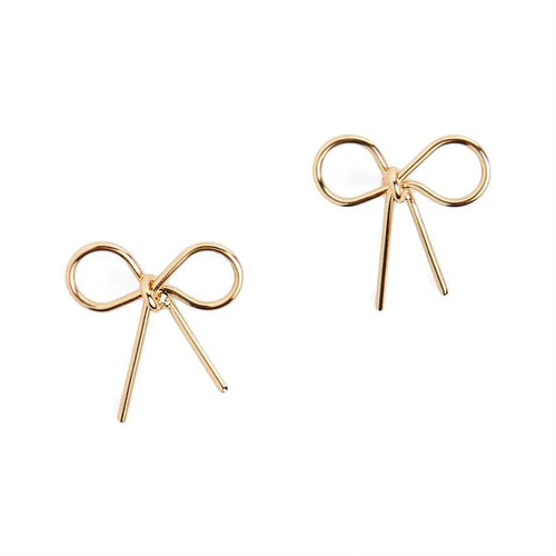 Gold Ribbon Stud Earrings