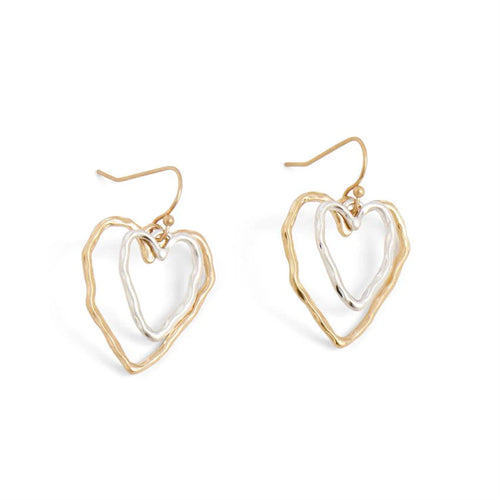 Mixed Metal Double Heart Earrings