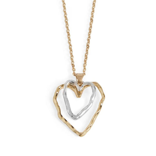 Mixed Metal Double Heart Necklace