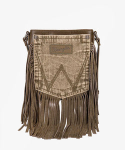 WRANGLER FRINGE JEAN DENIM POCKET CROSSBODY BAG