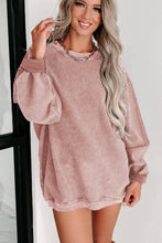 Load image into Gallery viewer, Solid Ribbed Knit Round Neck Pullover Sweatshirt