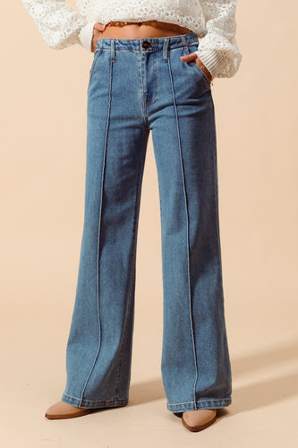 Mid Rise Straight Leg Jeans