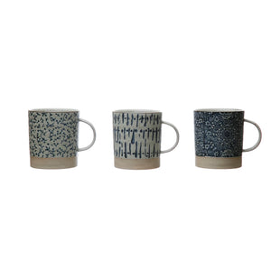 Hand-Stamped Stoneware Mug, 3 Styles