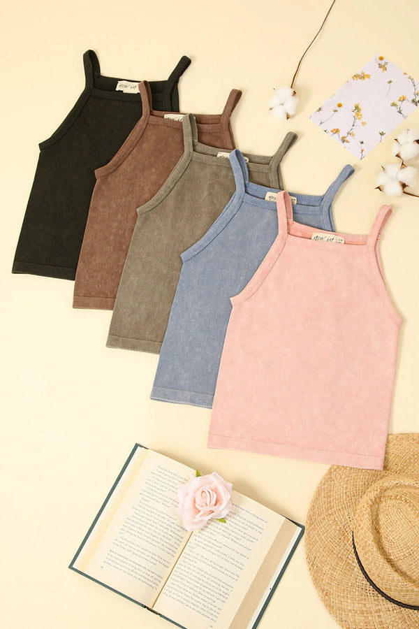 Slim Fit Soft Stretchy Washed Knit Tank Top