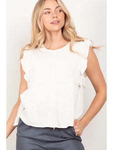 Ruffle Sleeve Babydoll Gauze Top