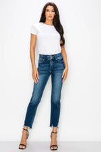 Load image into Gallery viewer, HIGH RISE DOUBLE WAIST BAND STRAIGHT RAW HEM JEANS