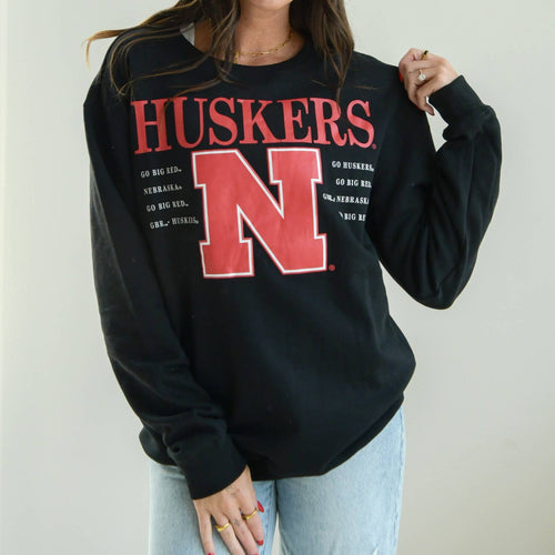 Nebraska Black Comfort Crew