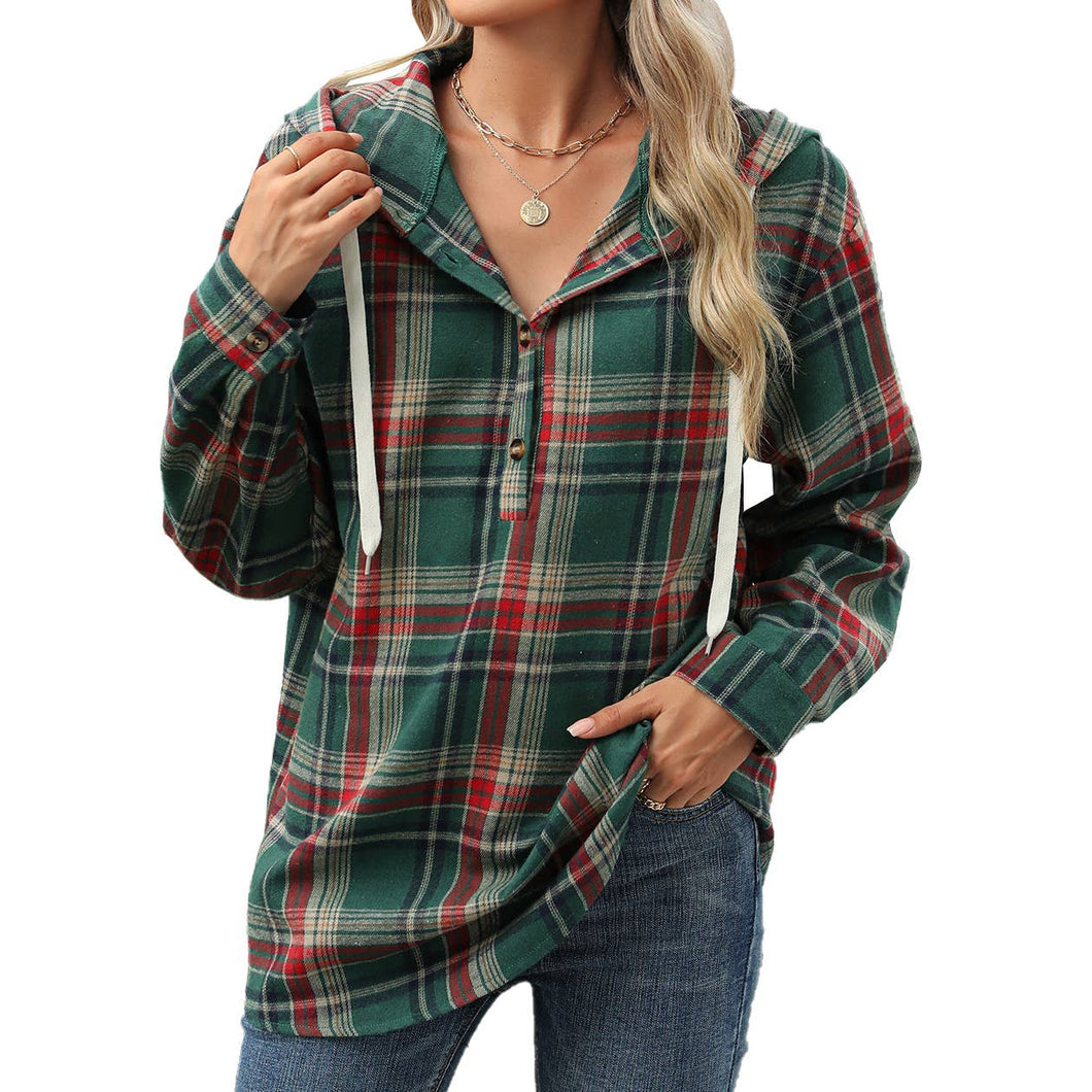 Button Plaid Jacket