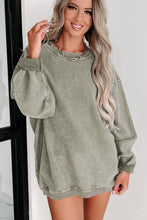 Load image into Gallery viewer, Solid Ribbed Knit Round Neck Pullover Sweatshirt