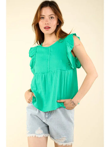 Ruffle Sleeve Babydoll Gauze Top