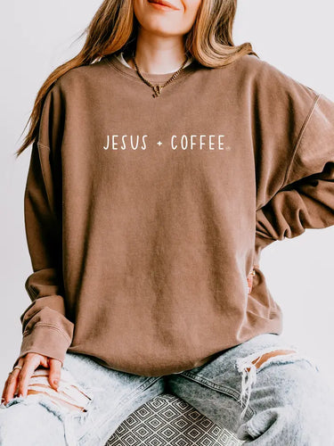 Jesus + Coffee Espresso Lightweight Sweatshirt