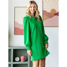 Load image into Gallery viewer, Textured Knit Puff Sleeve Dress