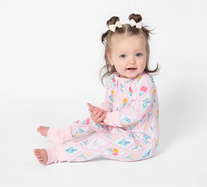 Diamond Floral Chicken Baby Bamboo Zippy