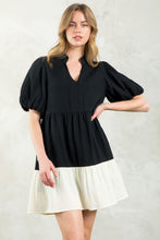 Load image into Gallery viewer, Puff Sleeve Colorblock Dress