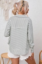 Load image into Gallery viewer, White Striped Thumbhole Drop Shoulder V Neck Top