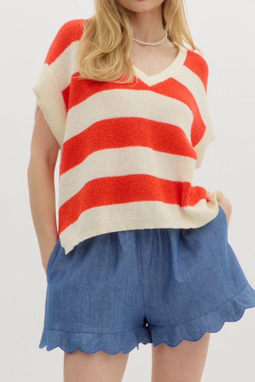 Striped V-Neck Sweater