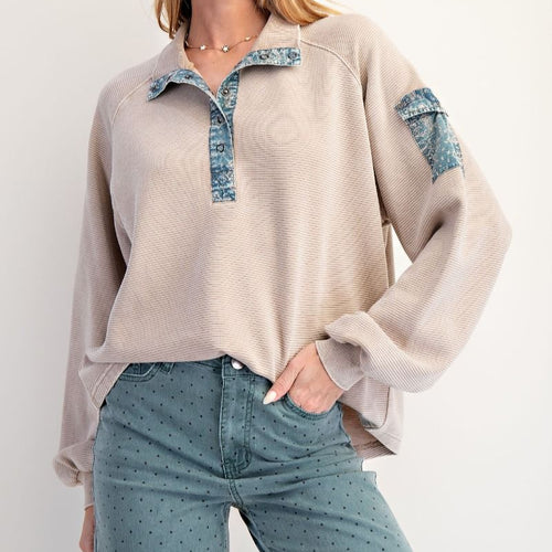 WASHED RIB TERRY PULLOVER