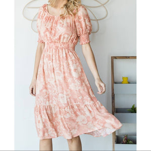 Vintage Floral Square Neck Dress