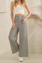 Load image into Gallery viewer, Lightweight Twill Stripe Wide Leg Pants