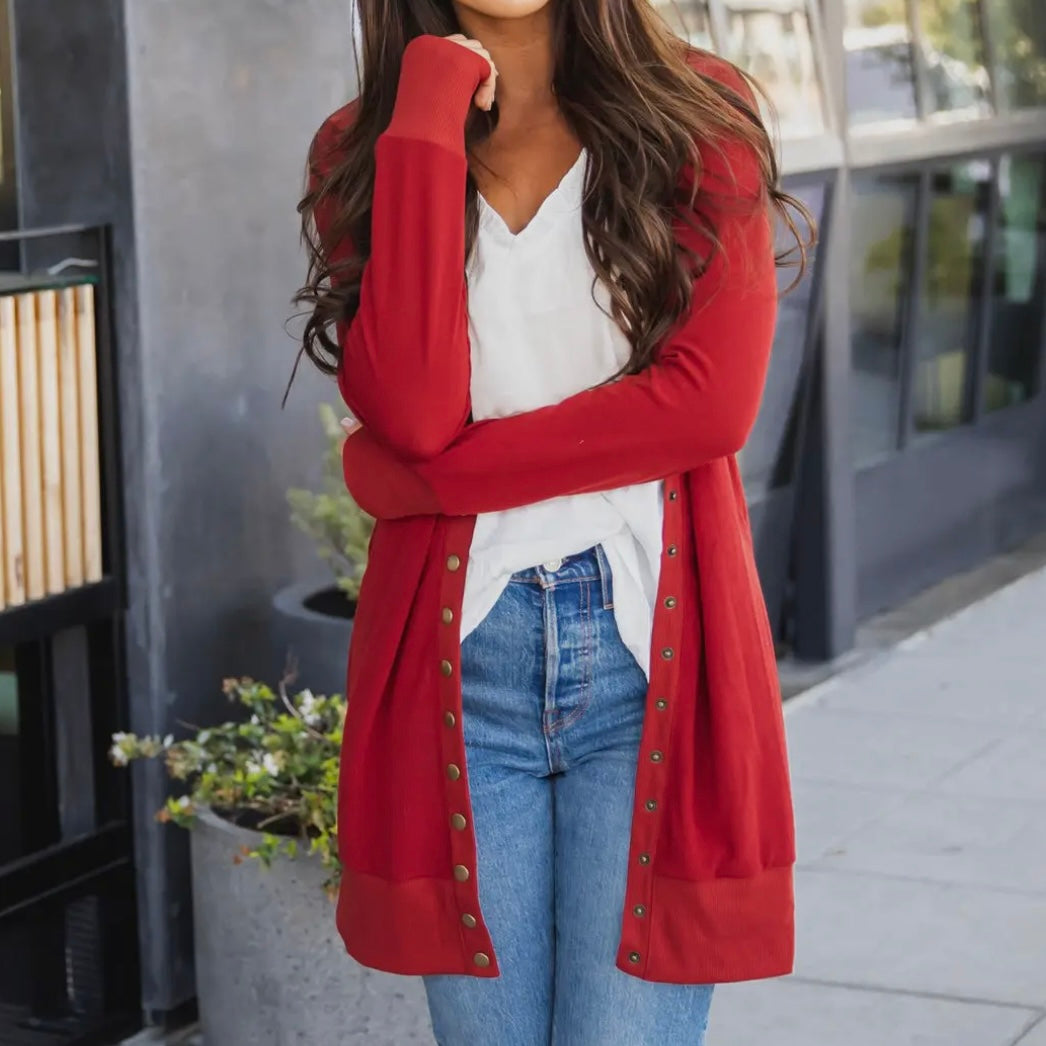 Solid Snap Cardigan