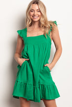 Load image into Gallery viewer, Ruffled Solid Linen Backless Mini Dress