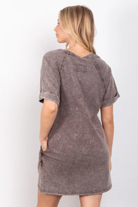 Oversized Washed Knit Mini Dress