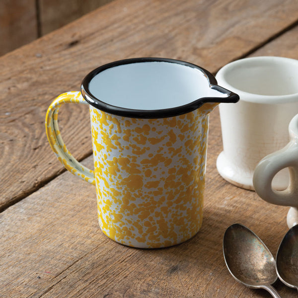 Yellow Speckled Enamelware Creamer Cup