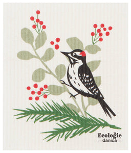 Forest Woodpecker Swedish Dishcloth
