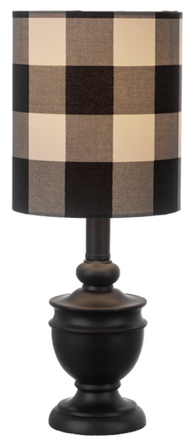 Black Mini Accent Lamp with Gingham