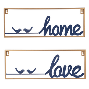 Gold Frame with Blue Birds "Love & Home" Wall Decor