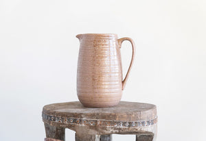 Stoneware Pitcher, Reactive Glaze, Putty Color